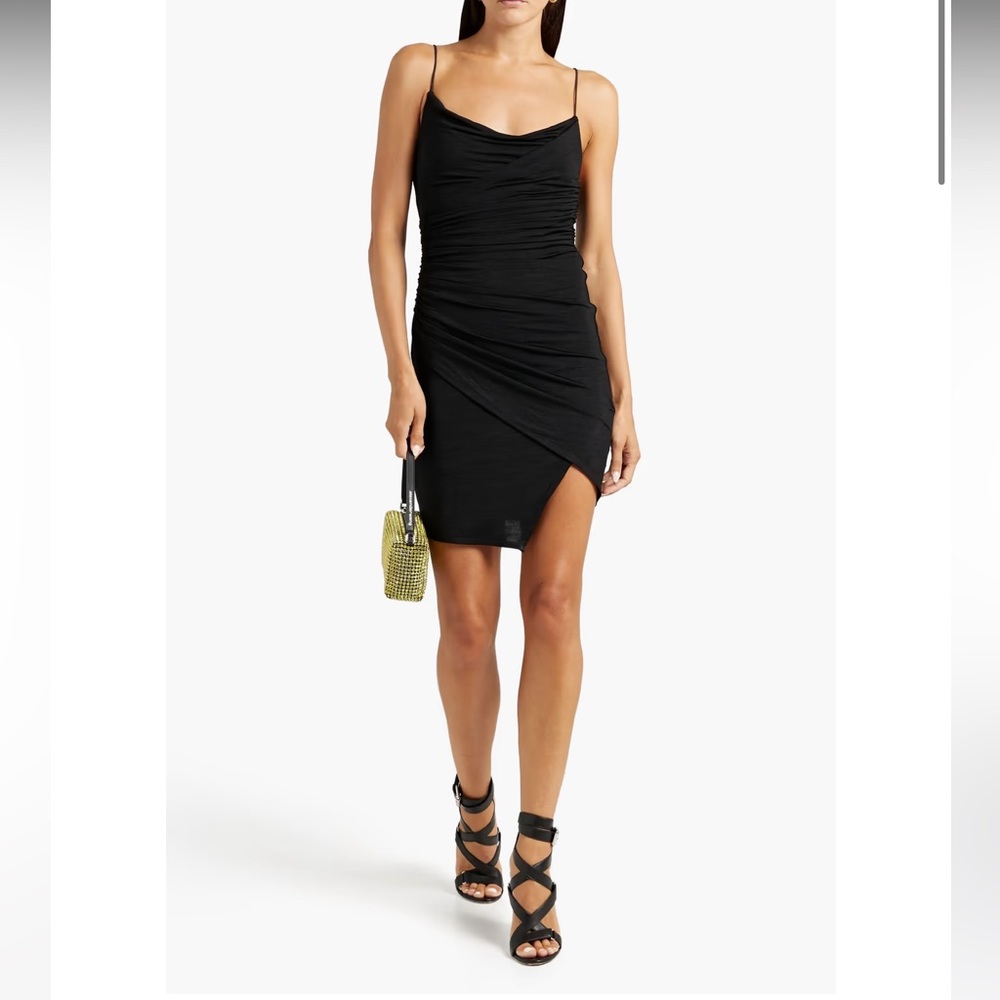ALICE + OLIVIA
Katey wrap-effect ruched jersey mini dress